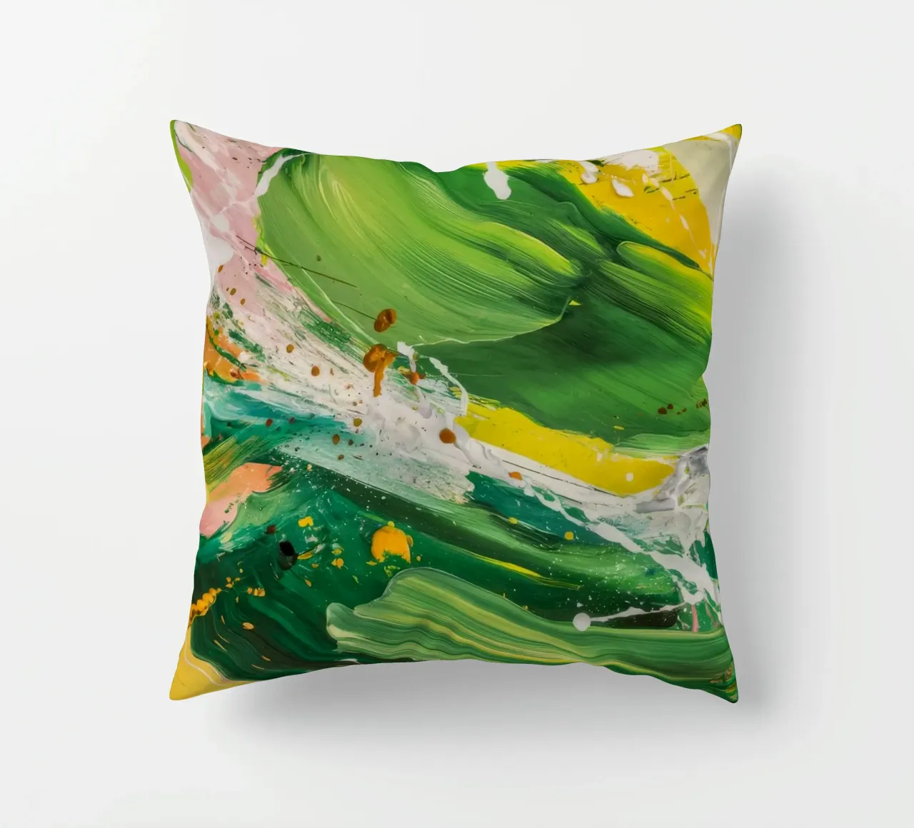 Emerald Brushstroke Dance decorative cushion by Sublime Layers