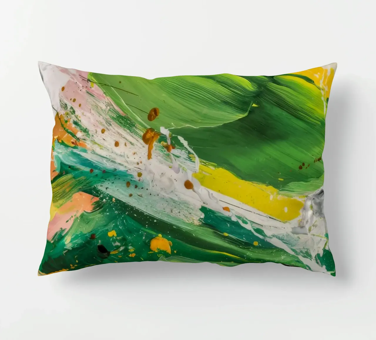 Emerald Brushstroke Dance decorative cushion by Sublime Layers
