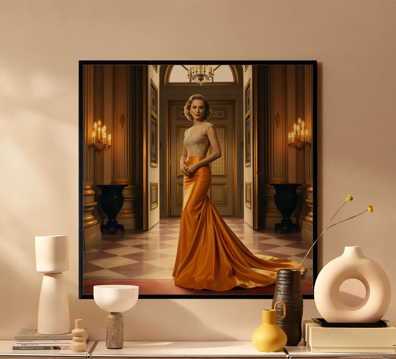 Evita Peron alla Casa Rosada poster con telaio in legno da Anita's Dream
