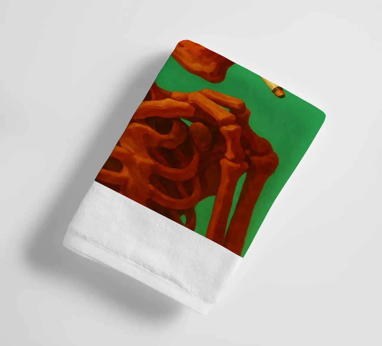 Barely Alive Skeleton Humor towel by Rawghenee