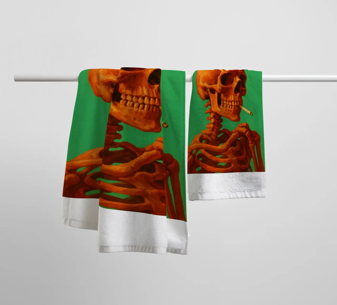 Barely Alive Skeleton Humor towel by Rawghenee