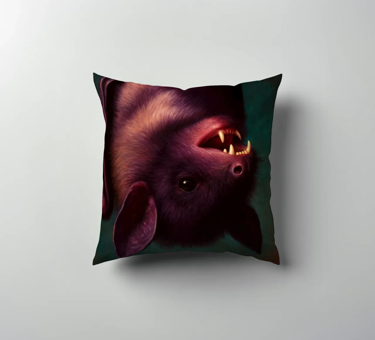 Creepy Bat decorative cushion by Rawghenee