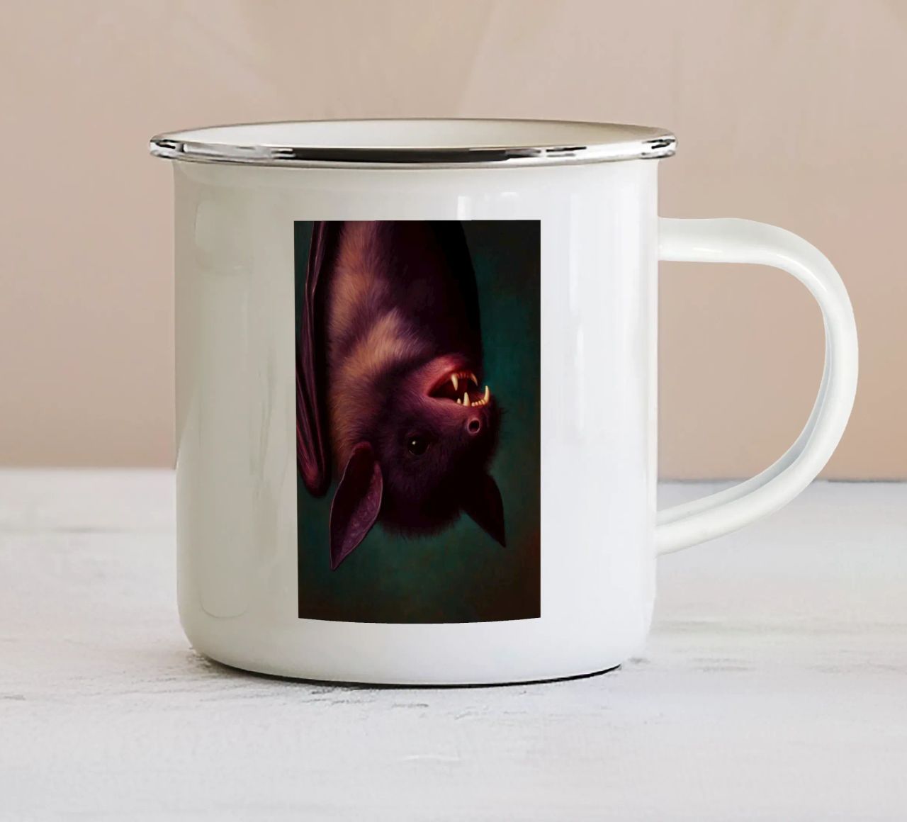 Pipistrello inquietante tazza in smalto da Rawghenee