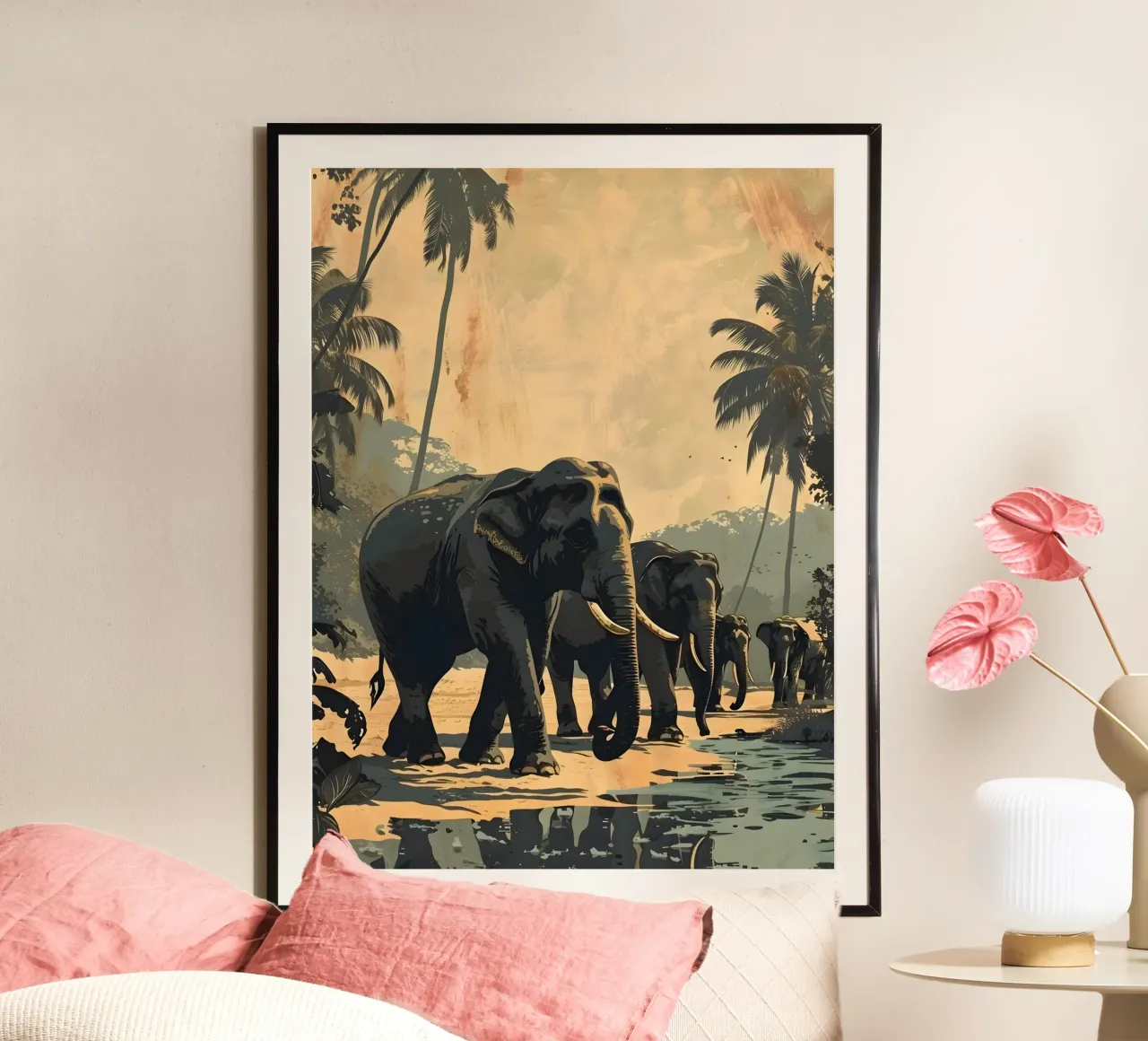 Elephant vintage art poster by Vintage Travel Art