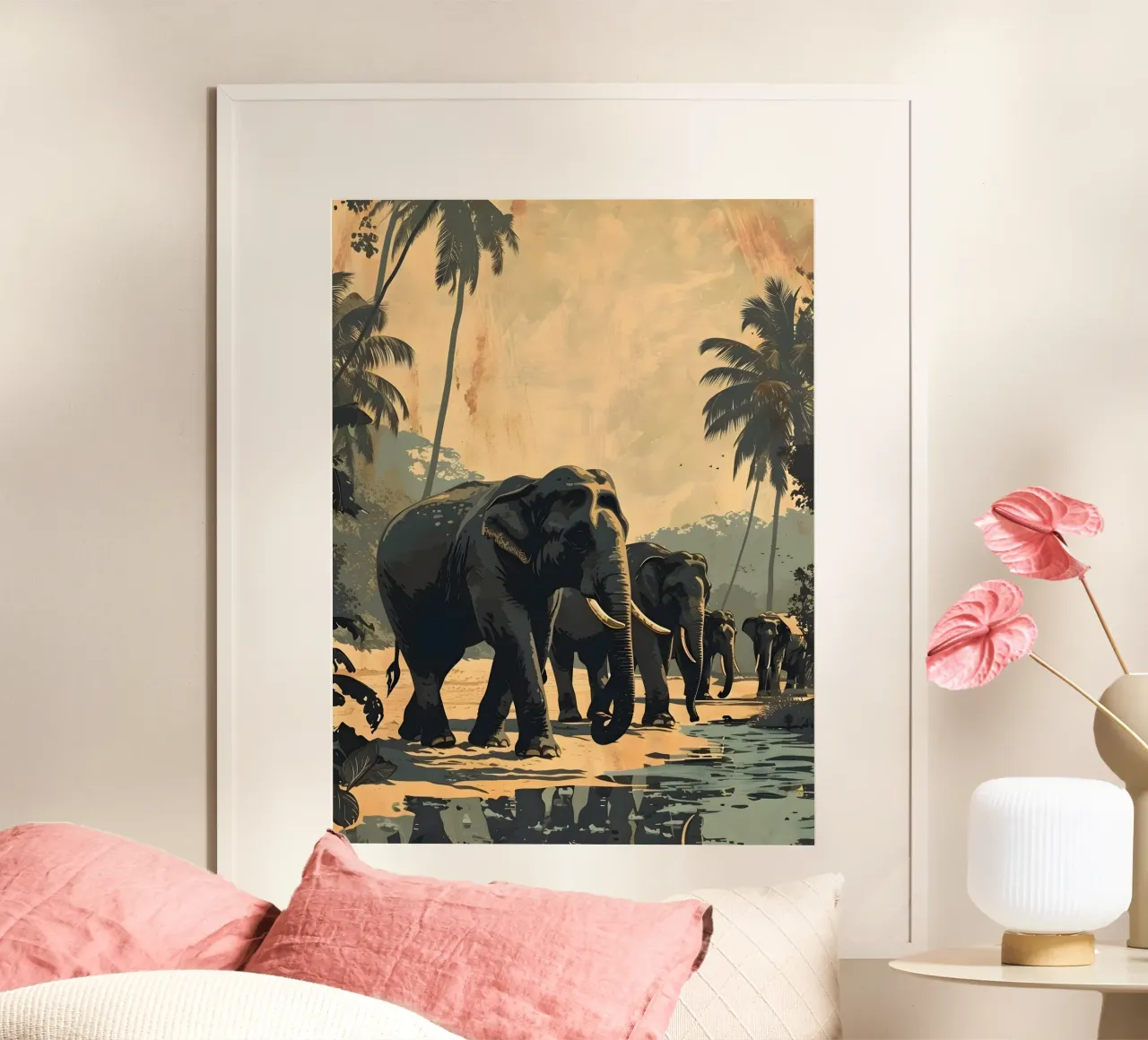 Elephant vintage art poster by Vintage Travel Art