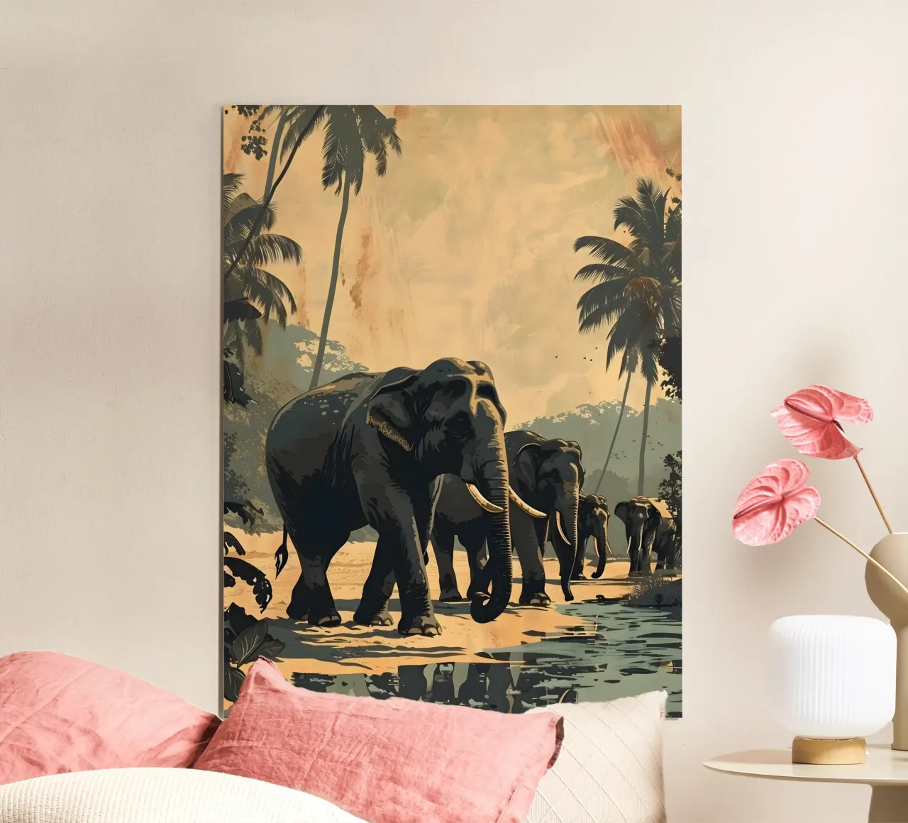Elephant vintage art poster by Vintage Travel Art