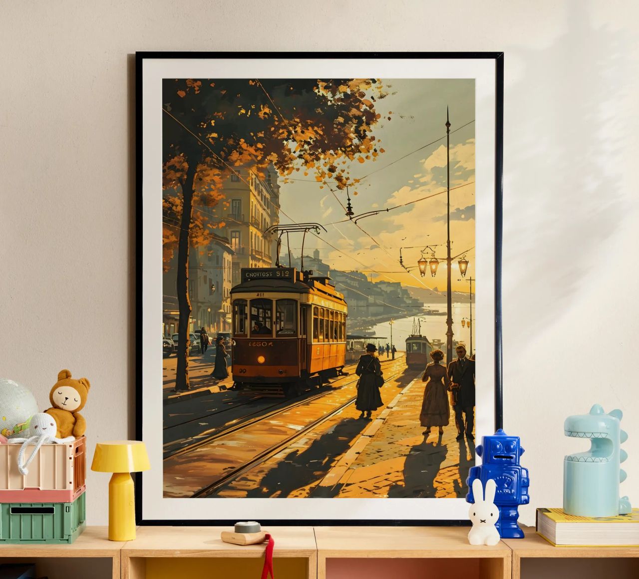 Lissabon Straßenbahn vintage kunst Poster von Vintage Travel Art