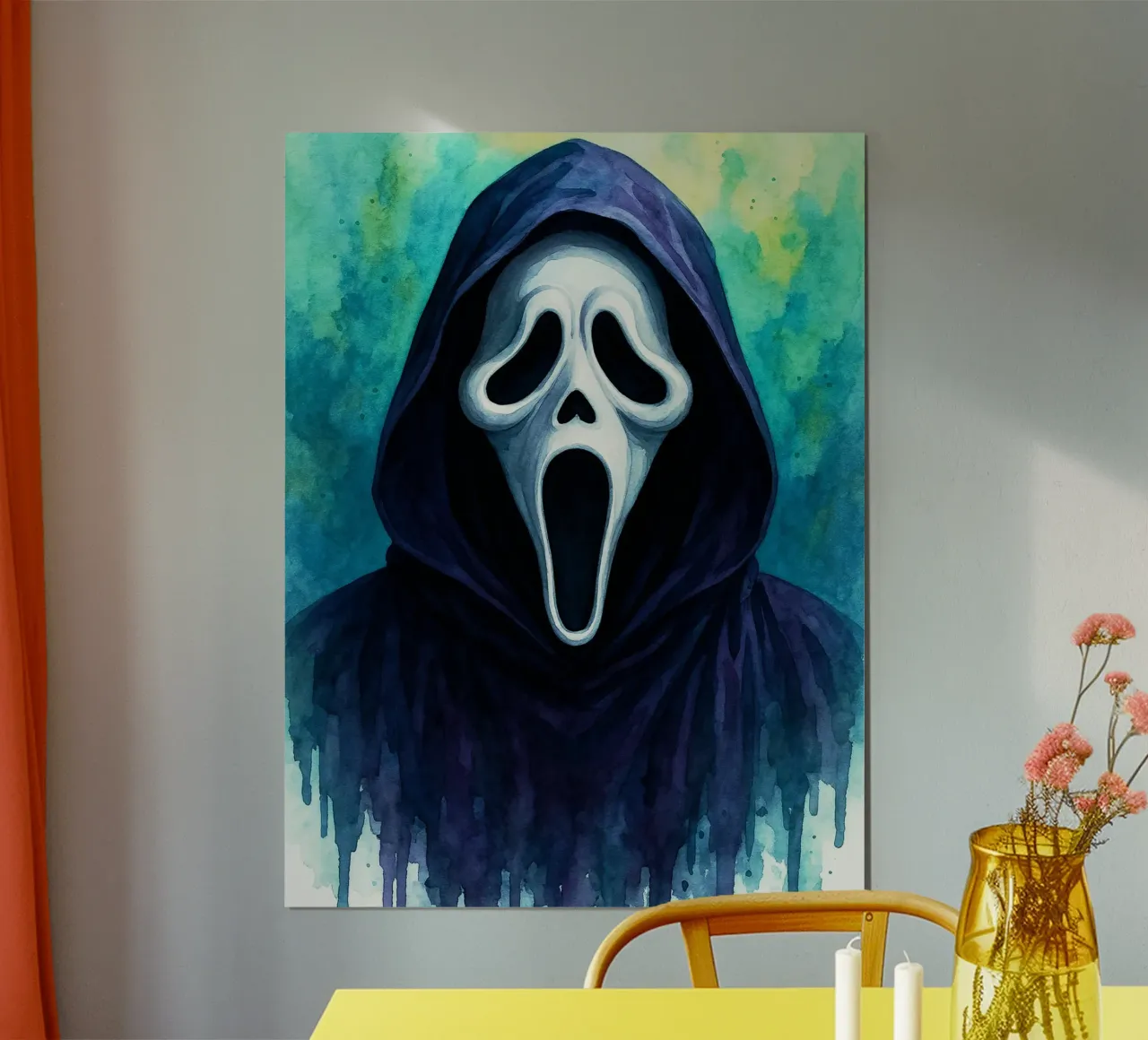 Immaginazione raccapricciante di Ghostface poster con telaio in alluminio da Rawghenee