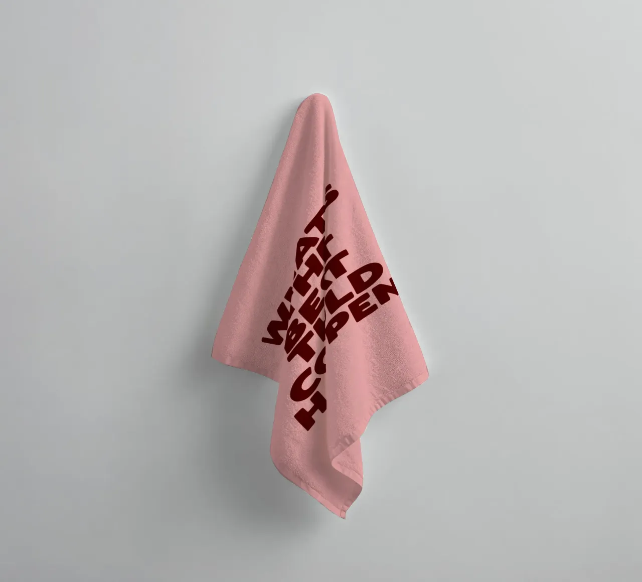Whats The Best That Could Happen Peach Typography Design towel by THE MOTIVATED TYPE