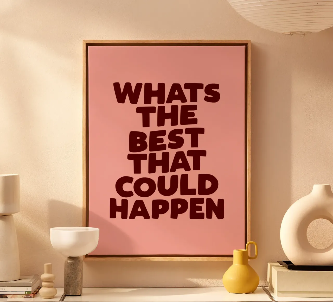 Whats The Best That Could Happen Peach Typography Design canvas by THE MOTIVATED TYPE