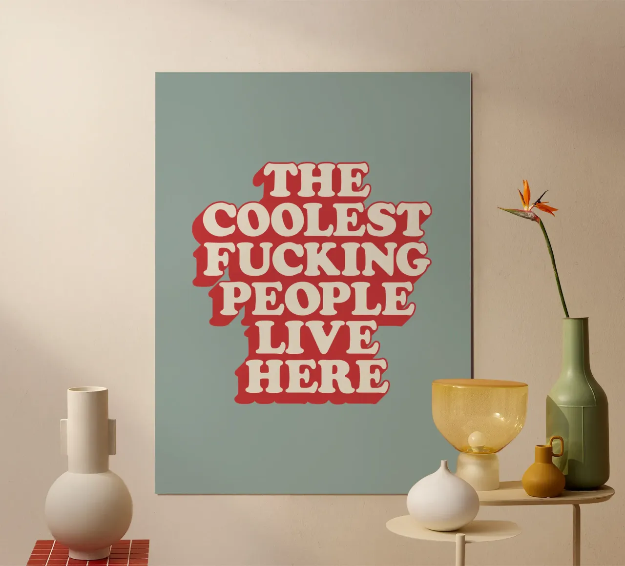 La gente più figa del cazzo vive qui Regalo d'inaugurazione sgargiante carta hahnemühle da THE MOTIVATED TYPE