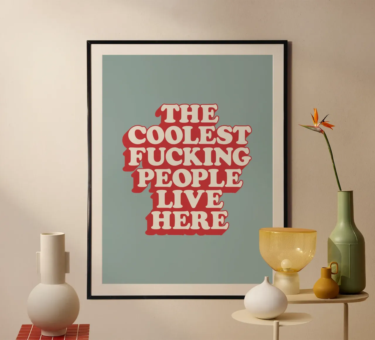 La gente più figa del cazzo vive qui Regalo d'inaugurazione sgargiante carta hahnemühle da THE MOTIVATED TYPE