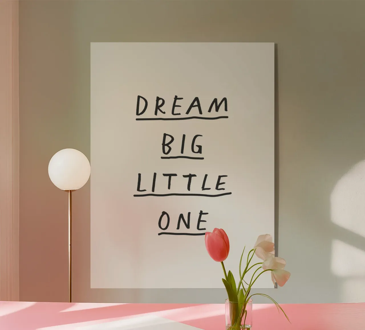 Dream Big Little One Typography Print in Black and White acrylic glass by THE MOTIVATED TYPE