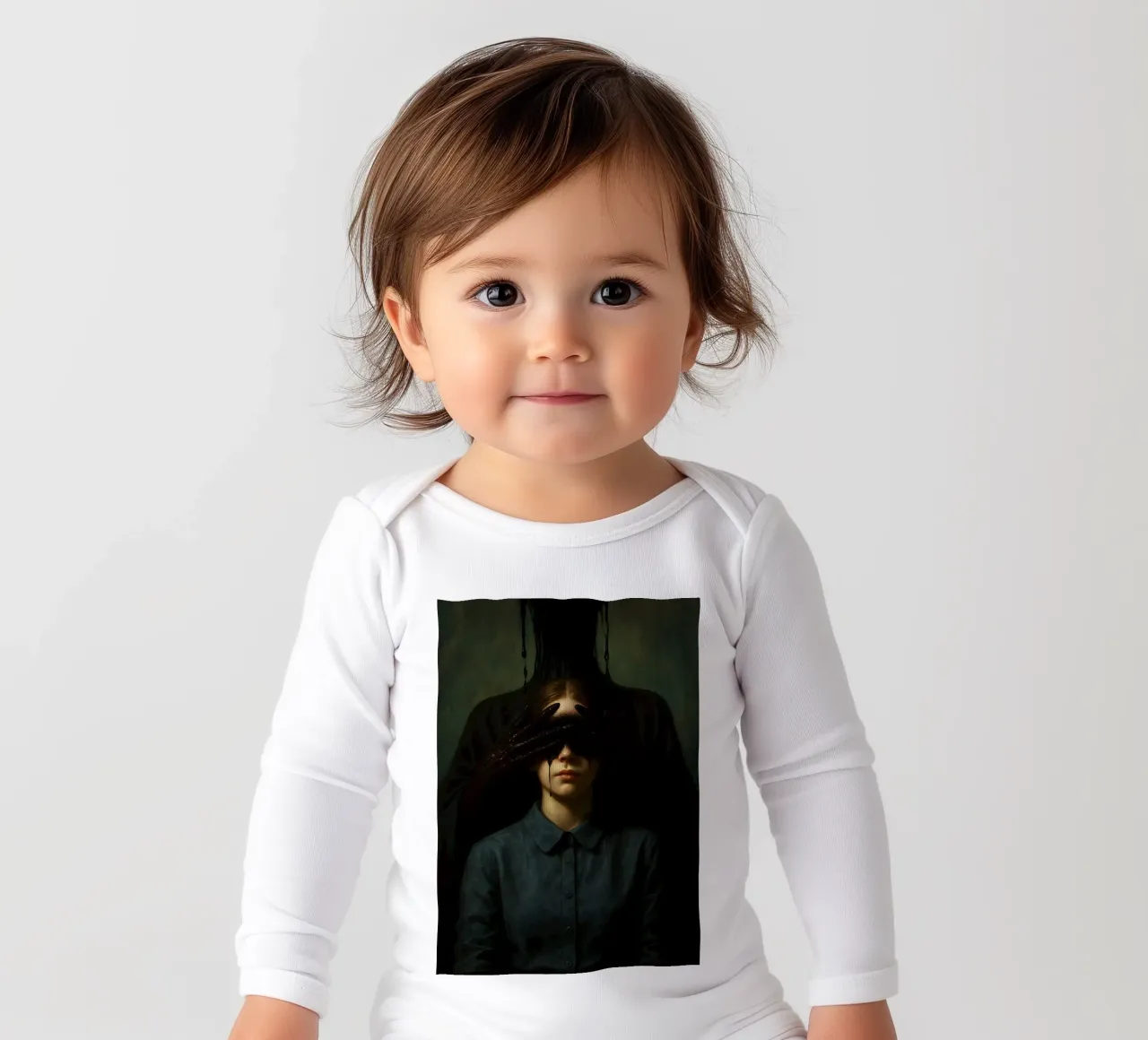 devil's embrace a women long-sleeve baby romper by Rawghenee