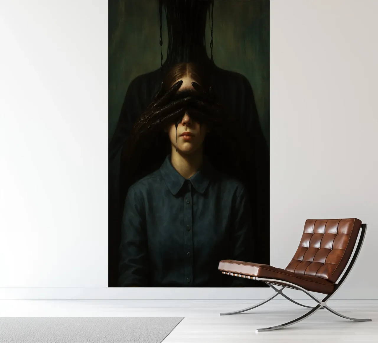 omhelzing van de duivel een vrouw fotobehang van Rawghenee