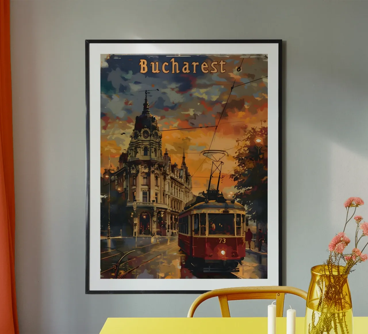 Tram d'epoca di Bucarest carta hahnemühle da Vintage Travel Art
