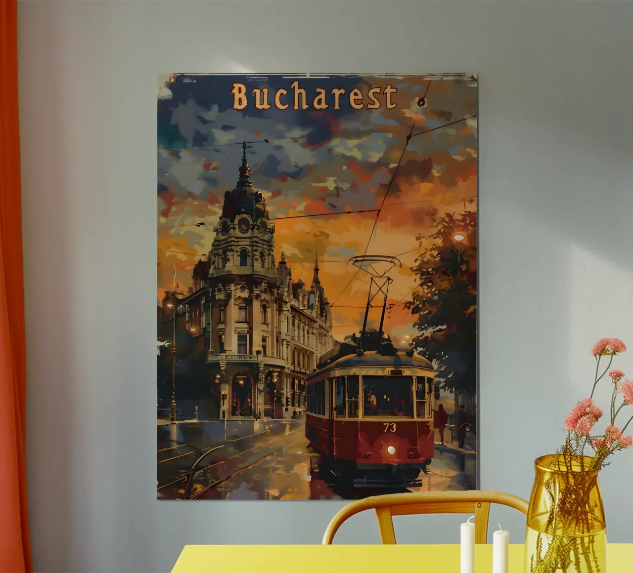 Tram d'epoca di Bucarest poster da Vintage Travel Art