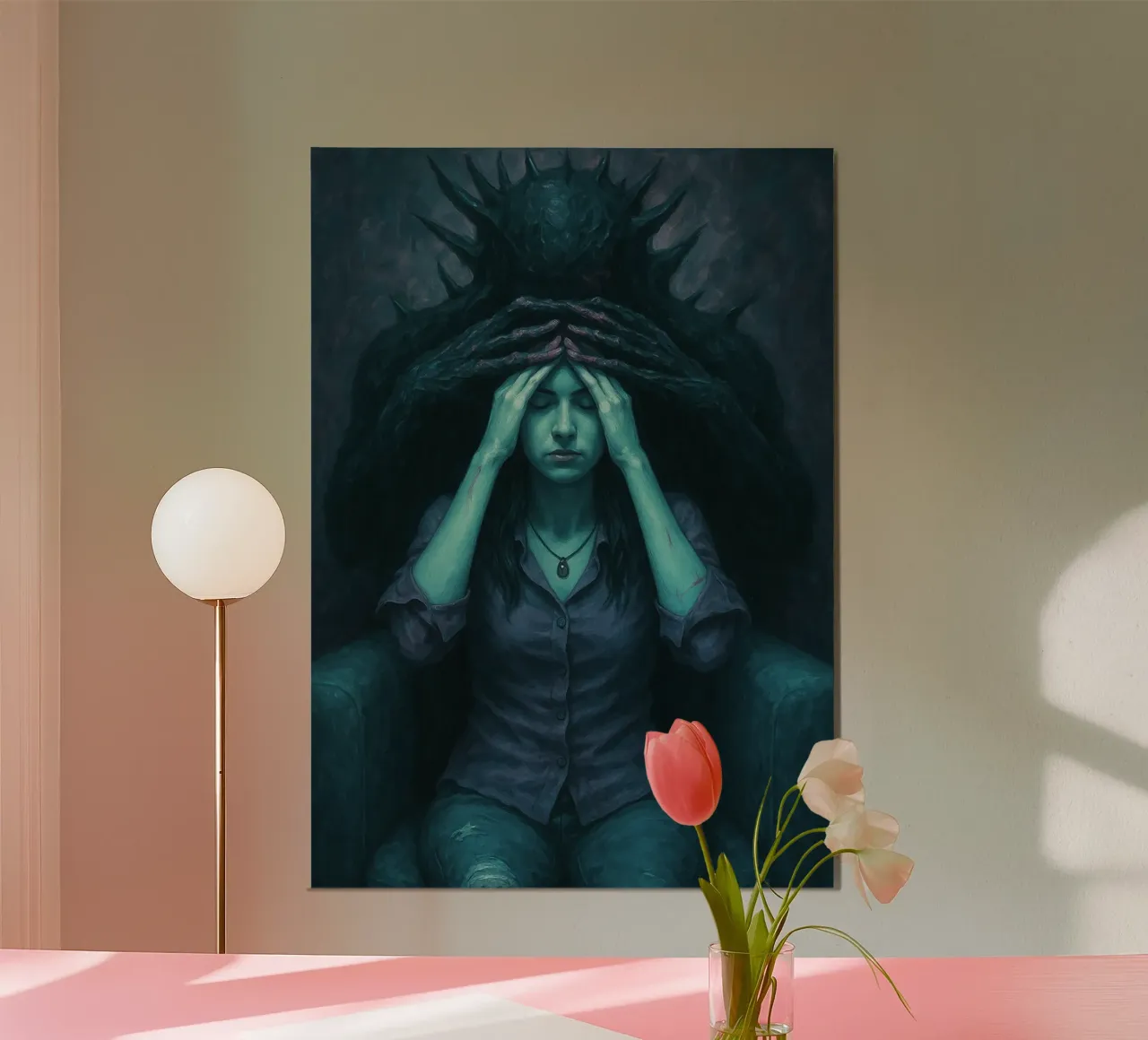 abbraccio del diavolo satana poster con telaio in alluminio da Rawghenee