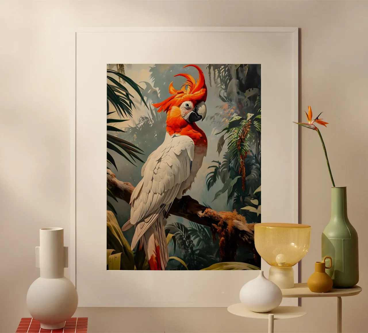 Pappagallo Ritratto d'epoca poster con telaio in legno da Vintage Travel Art
