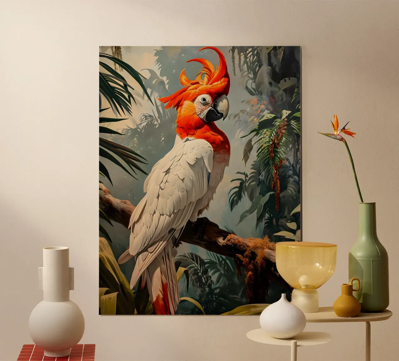 Pappagallo Ritratto d'epoca poster con telaio in legno da Vintage Travel Art