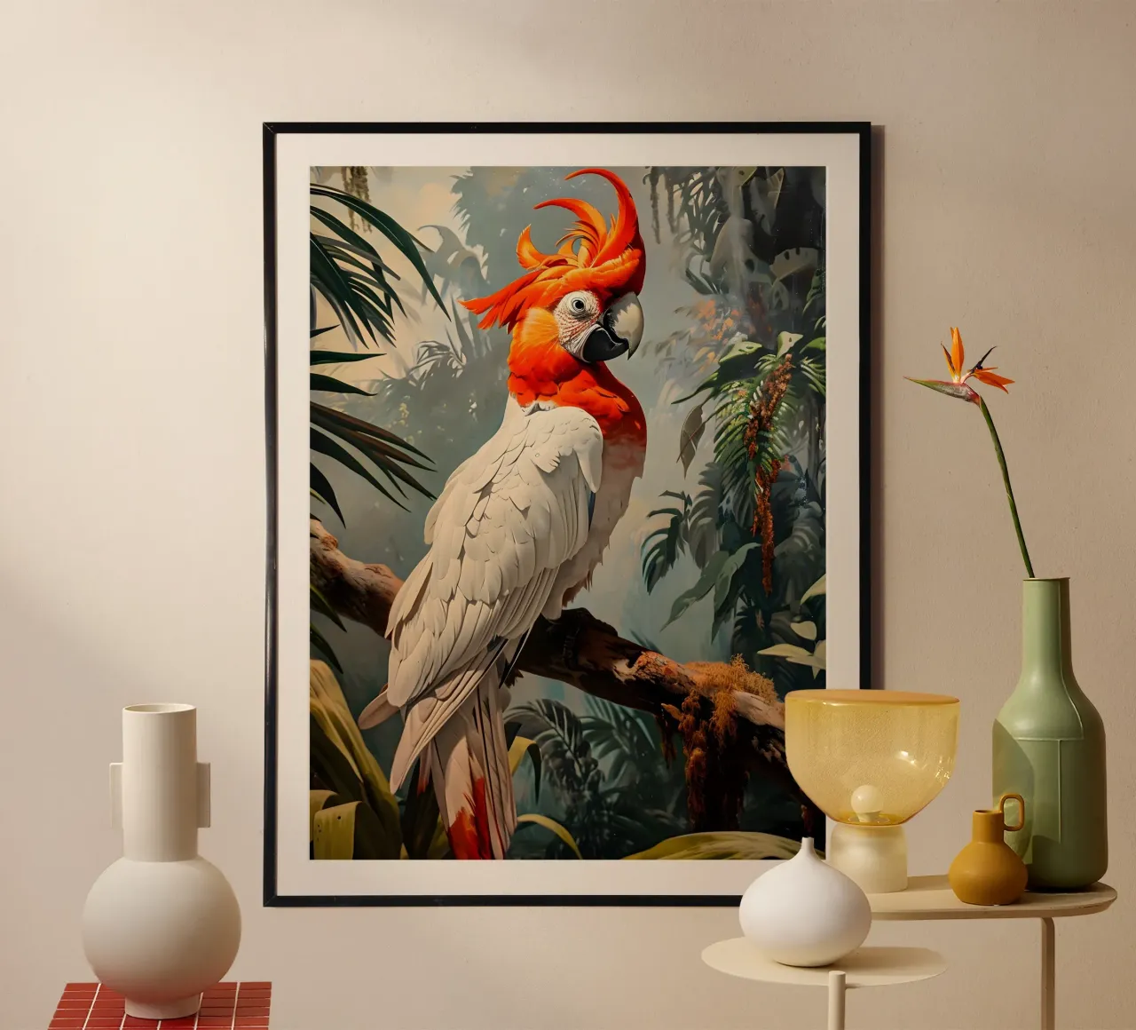 Pappagallo Ritratto d'epoca poster con telaio in legno da Vintage Travel Art