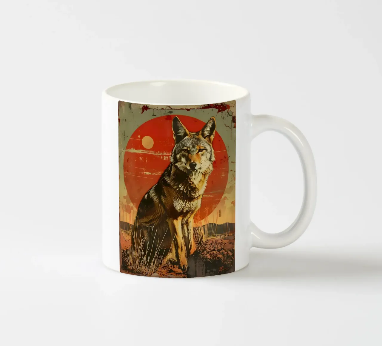Ritratto d'epoca del coyote tazza in ceramica da Vintage Travel Art