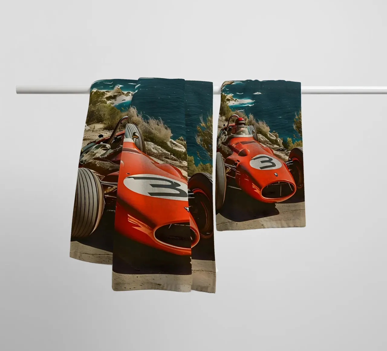 Voiture de course vintage Ibiza serviette de bain de Vintage Travel Art