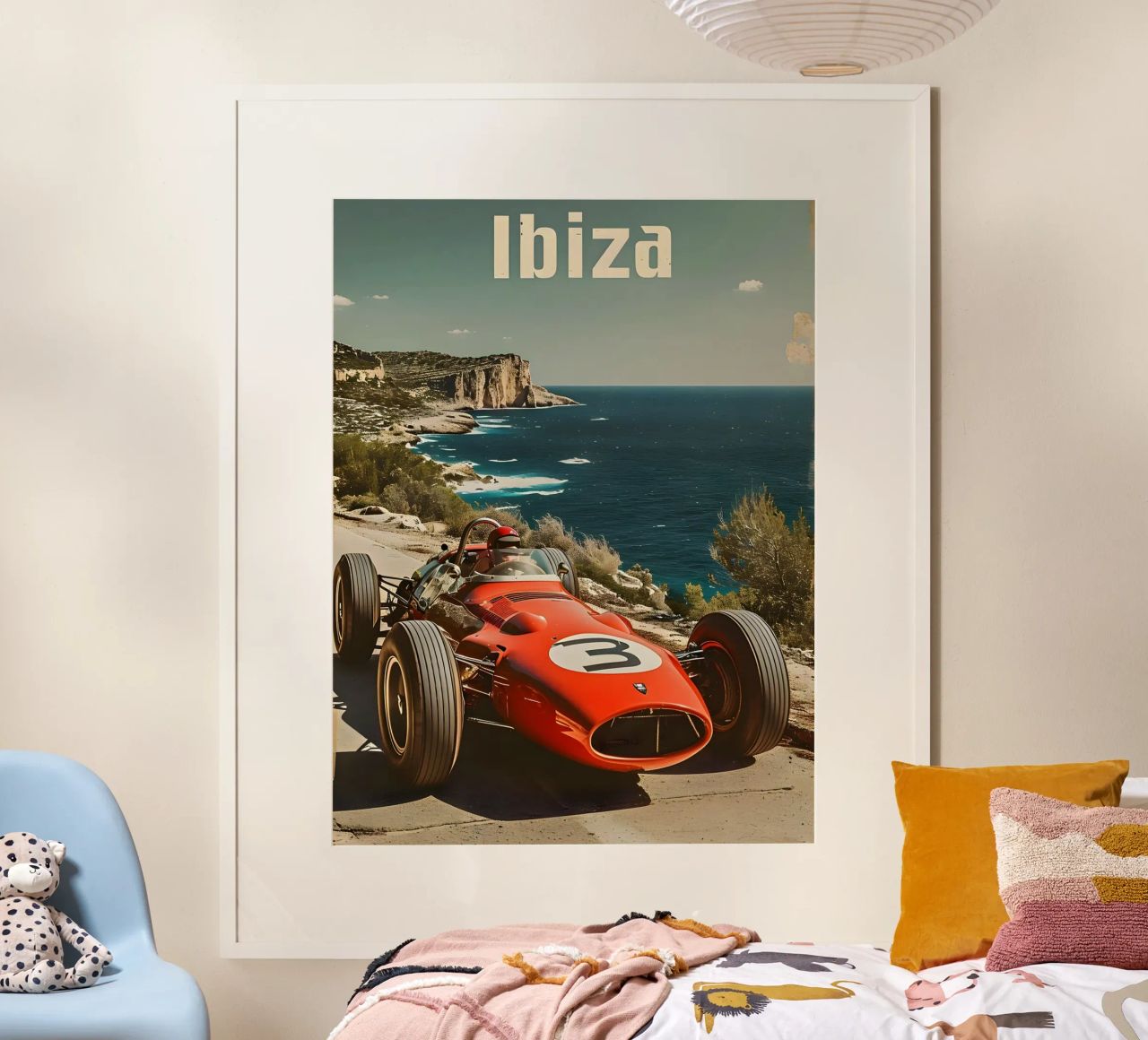 Ibiza Oldtimer-Rennwagen Poster von Vintage Travel Art