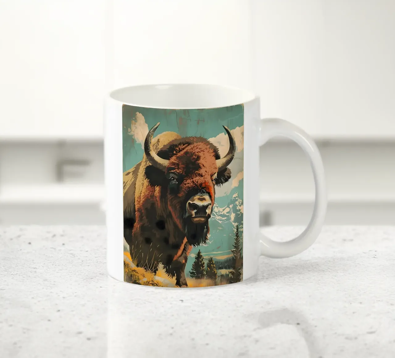 Bisonte vintage Portait tazza in ceramica da Vintage Travel Art