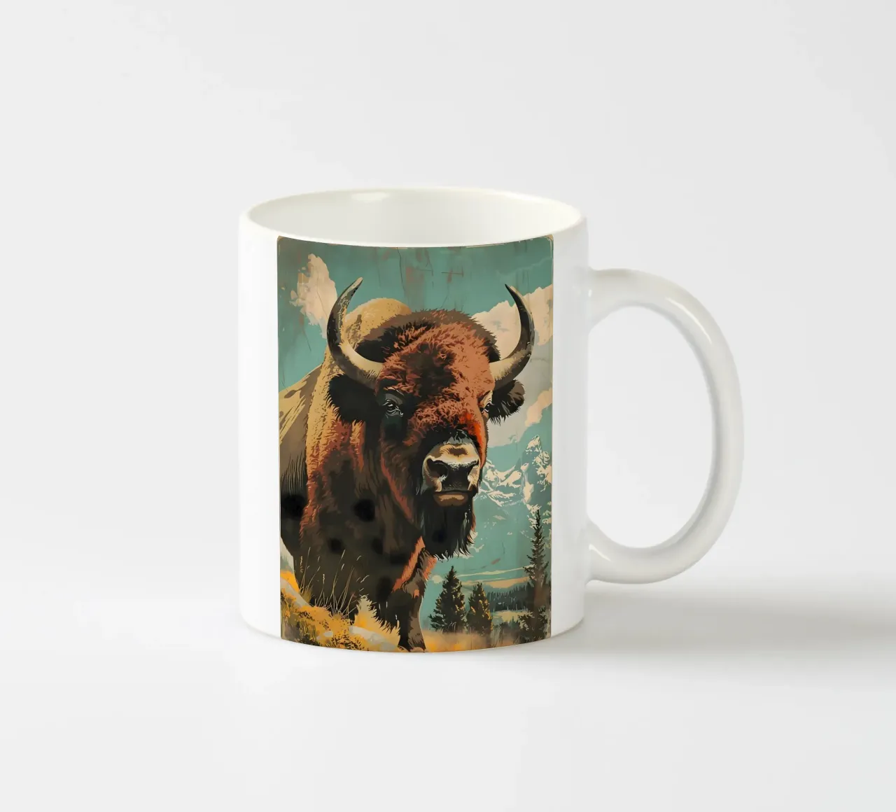 Bisonte vintage Portait tazza in ceramica da Vintage Travel Art