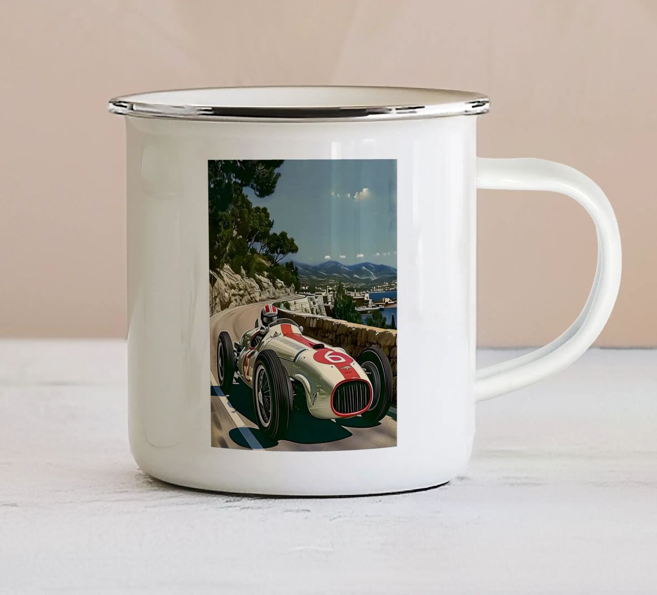 Zuid-Franse oldtimer emaille mok van Vintage Travel Art