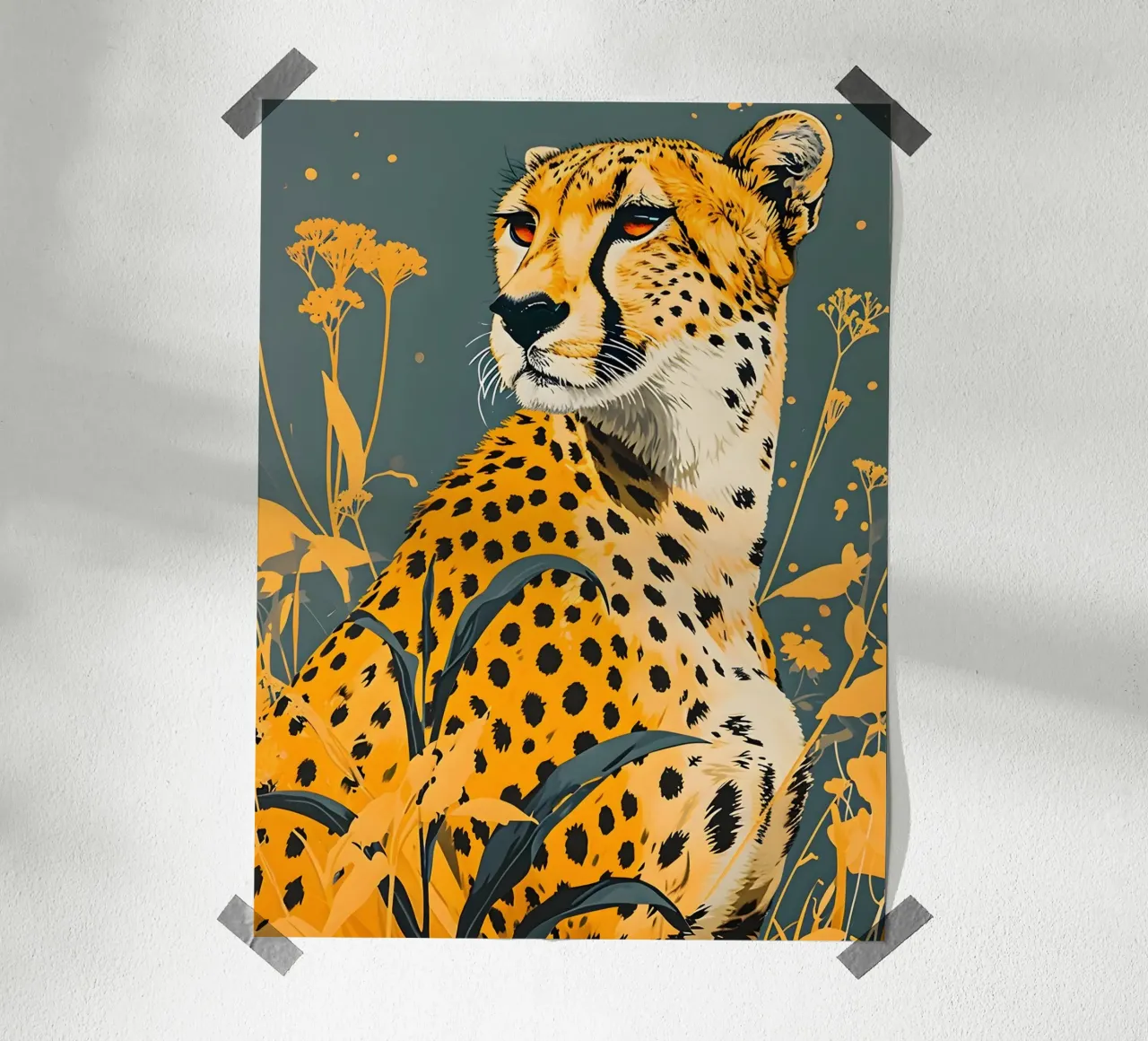 Ritratto vintage leopardato poster con telaio in legno da Vintage Travel Art