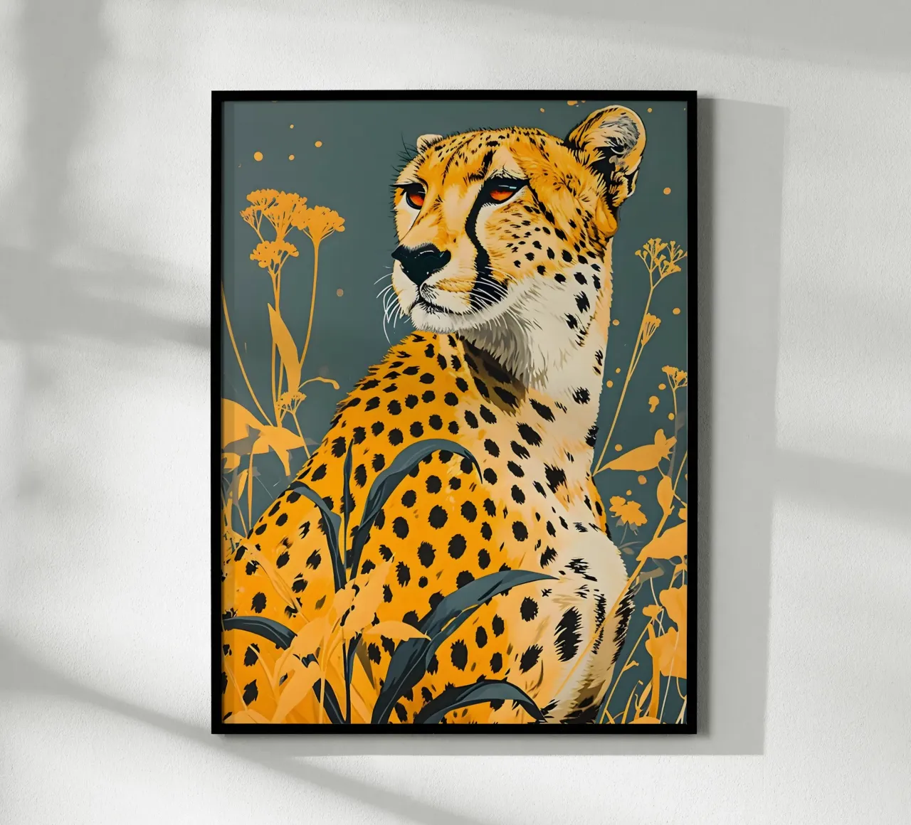 Ritratto vintage leopardato poster con telaio in legno da Vintage Travel Art