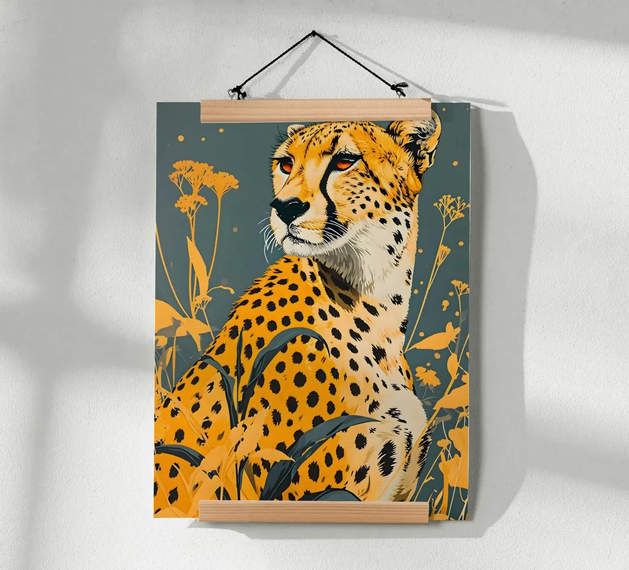 Ritratto vintage leopardato poster con telaio in legno da Vintage Travel Art