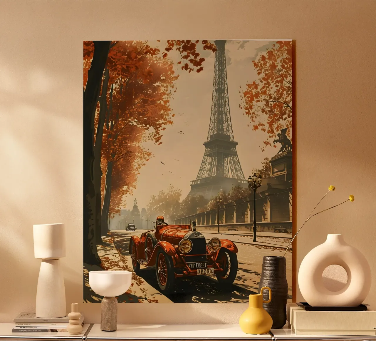Parigi auto d'epoca Torre Eiffel plexiglass da Vintage Travel Art