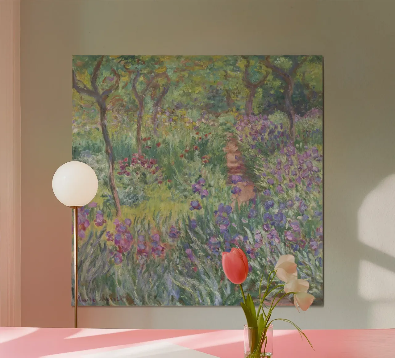 Claude Monet - Il giardino dell'artista a Giverny (1900) poster con telaio in alluminio da Wirla