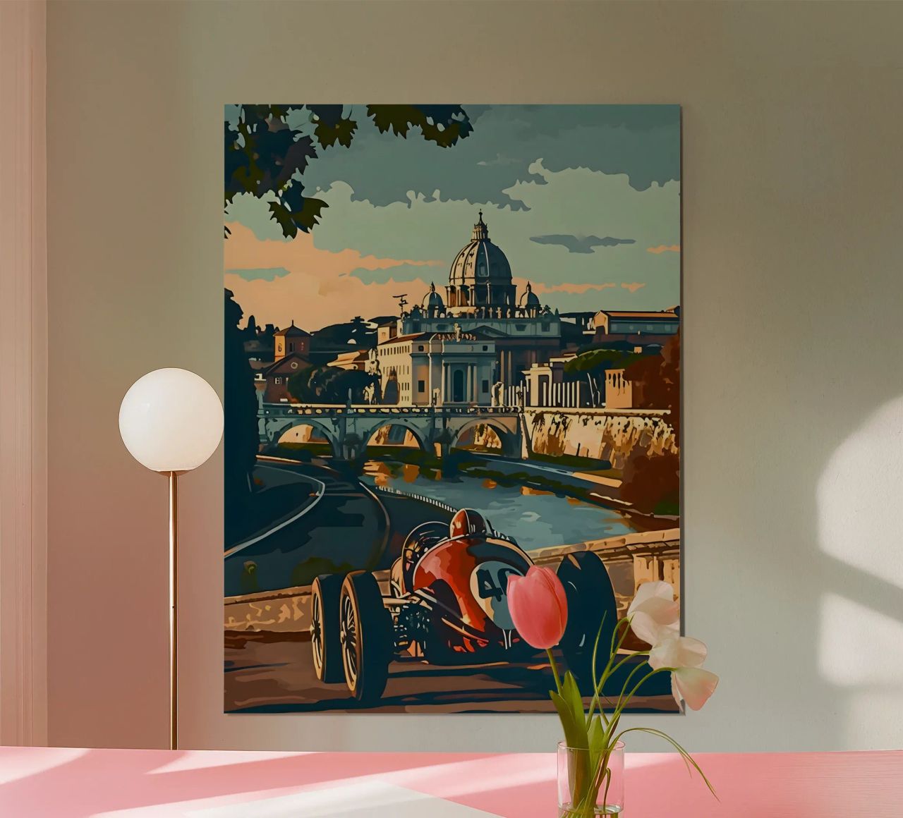 Voiture de course de collection de Rome poster de Vintage Travel Art