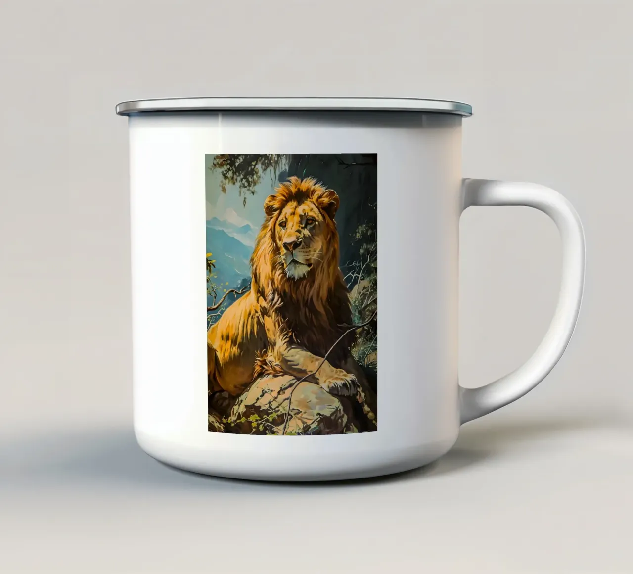 Ritratto d'epoca Löwe tazza in smalto da Vintage Travel Art