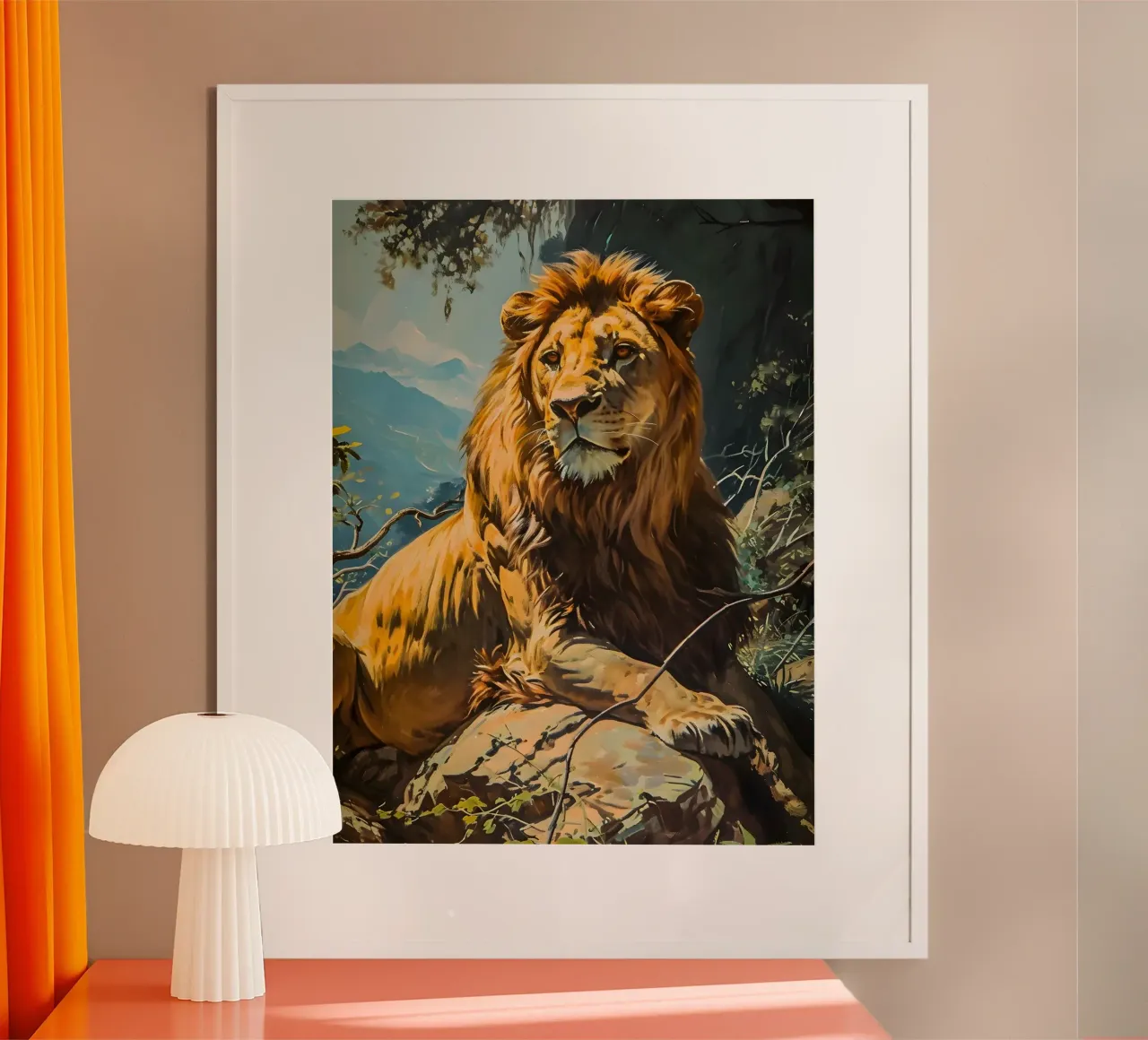 Ritratto d'epoca Löwe poster con telaio in legno da Vintage Travel Art