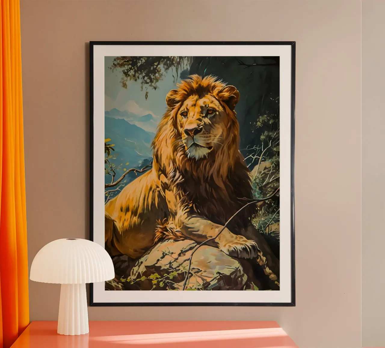 Ritratto d'epoca Löwe poster con telaio in legno da Vintage Travel Art