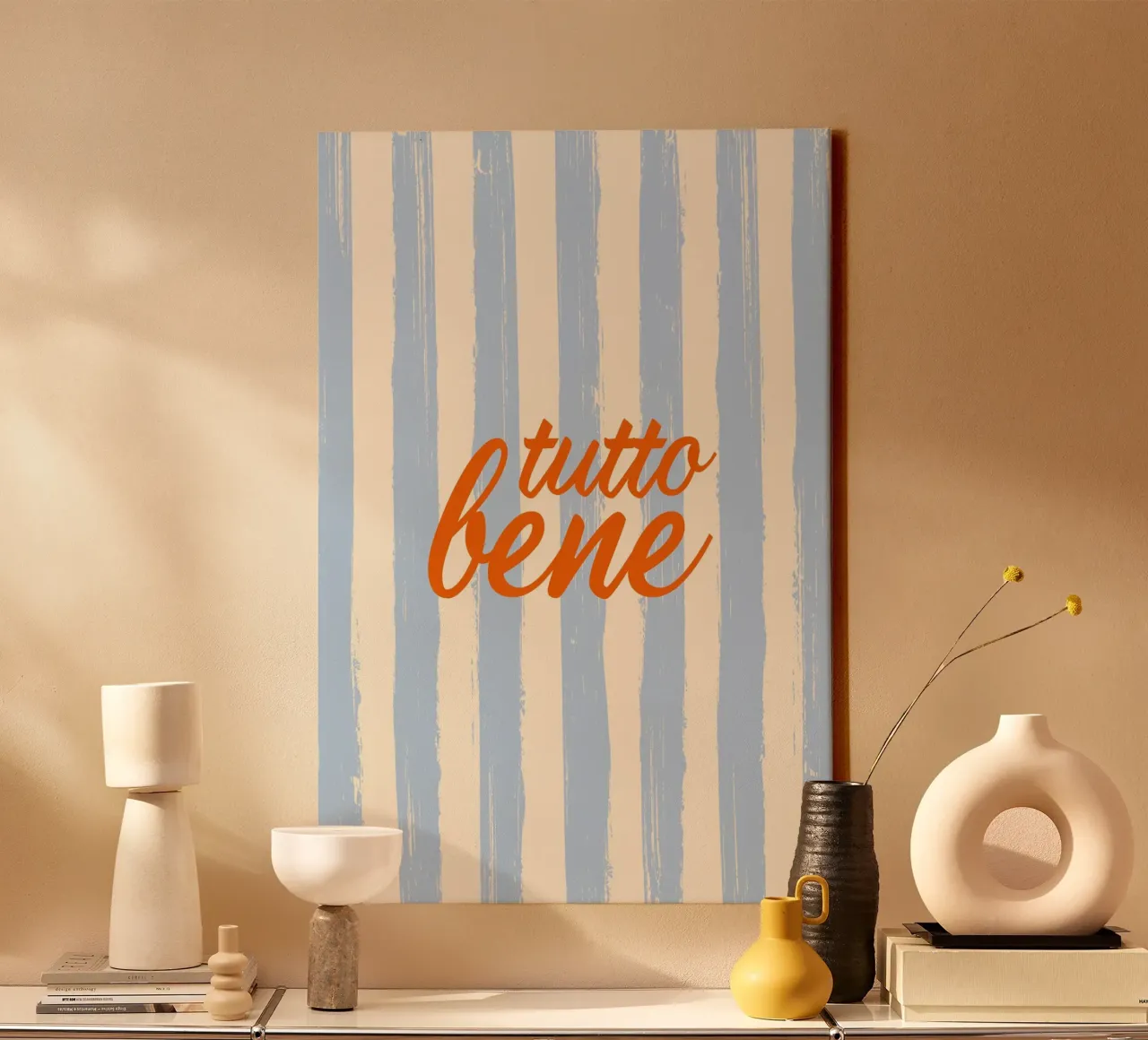 Tutto Bene - celeste rosso canvas by pierosvisuals