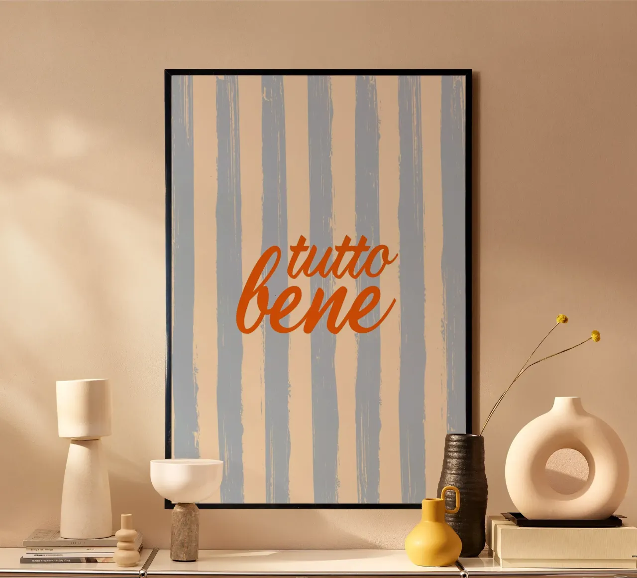 Tutto Bene - celeste rosso Poster von pierosvisuals