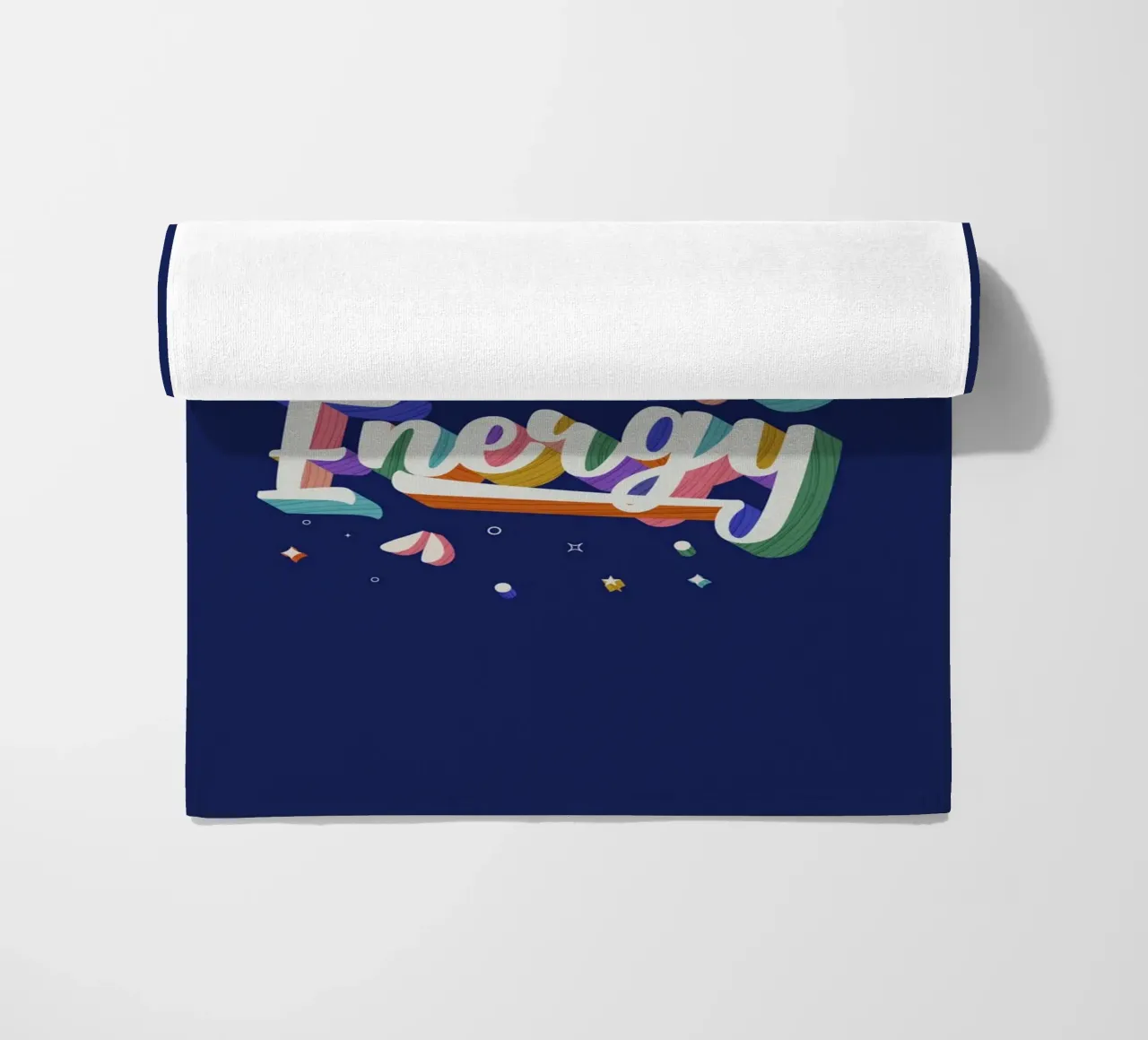 Positive Energy Poster – Bold Letters, Fun Text, Vibrant beach towel by showmemars