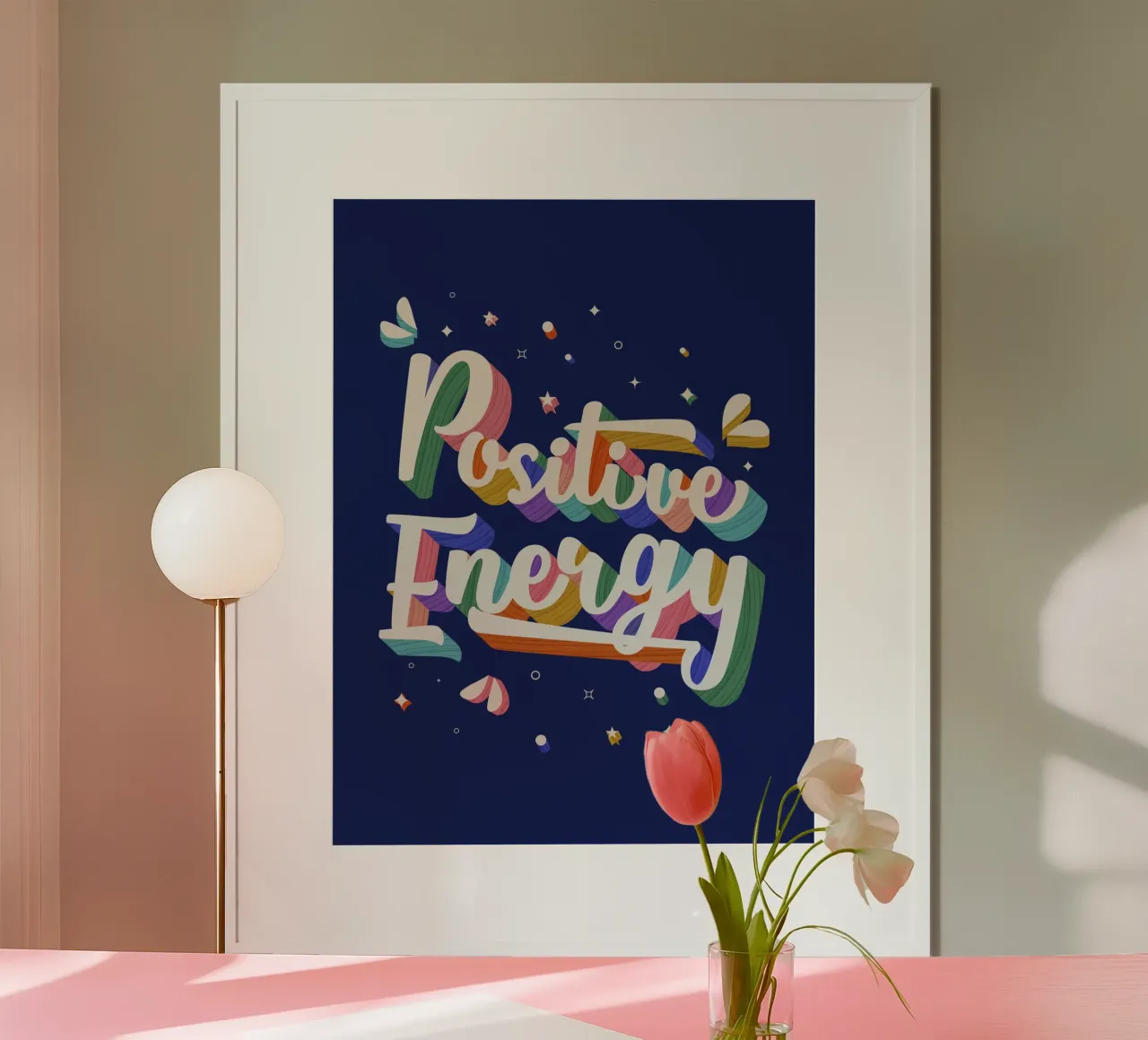 Poster met positieve energie - Vette letters, leuke tekst, levendig poster met aluminium frame van showmemars