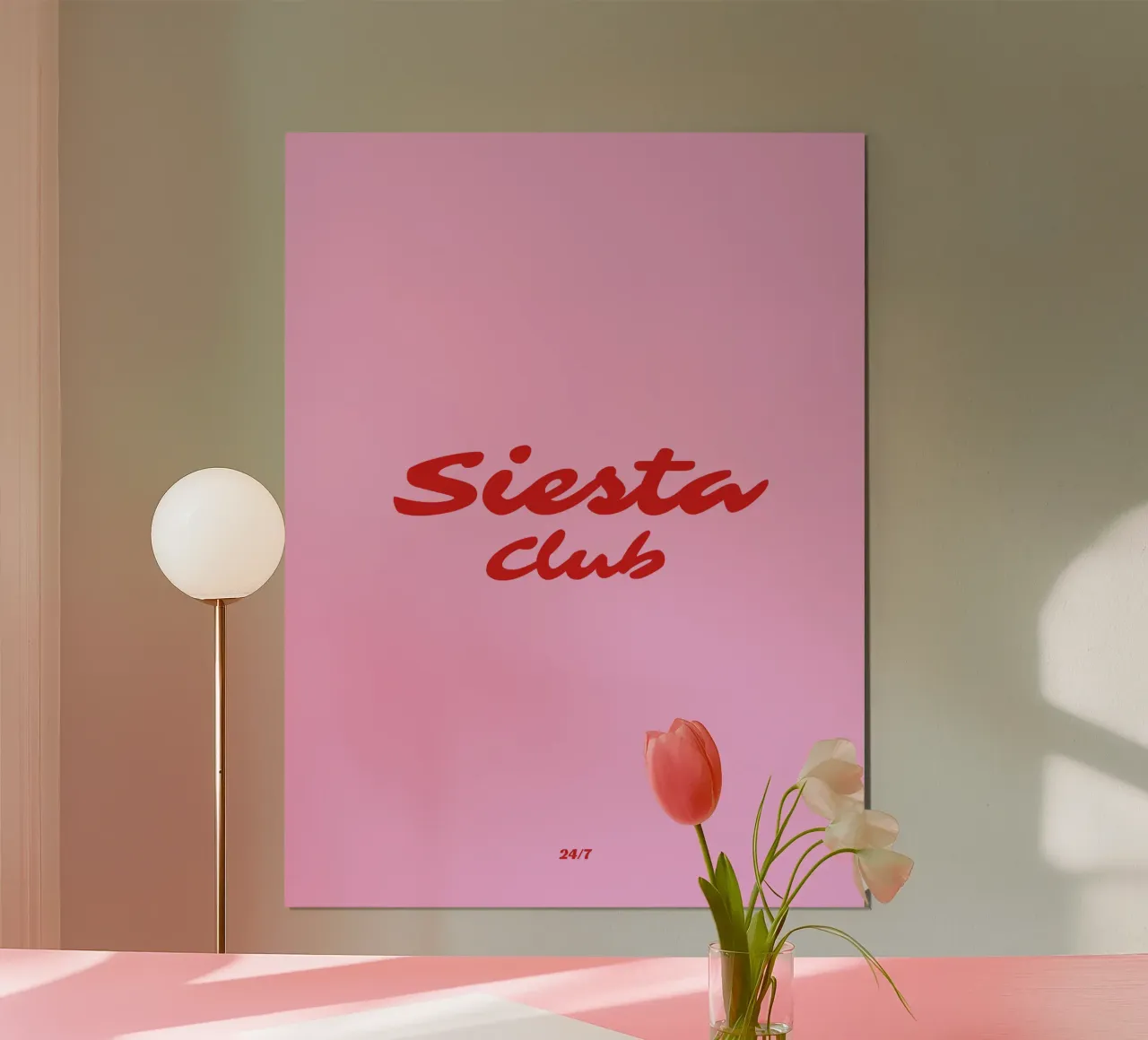 Siesta Club 24/7 poster with wooden frame by Bureau Purpur