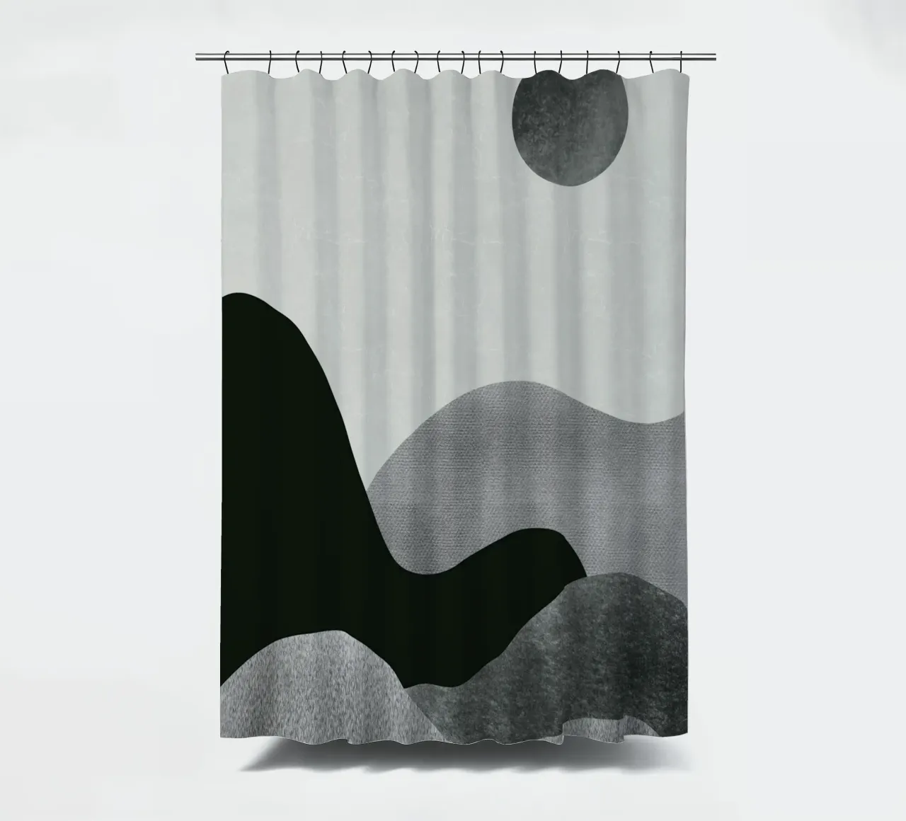 Monochrome landscape 14 shower curtain by Little Dean