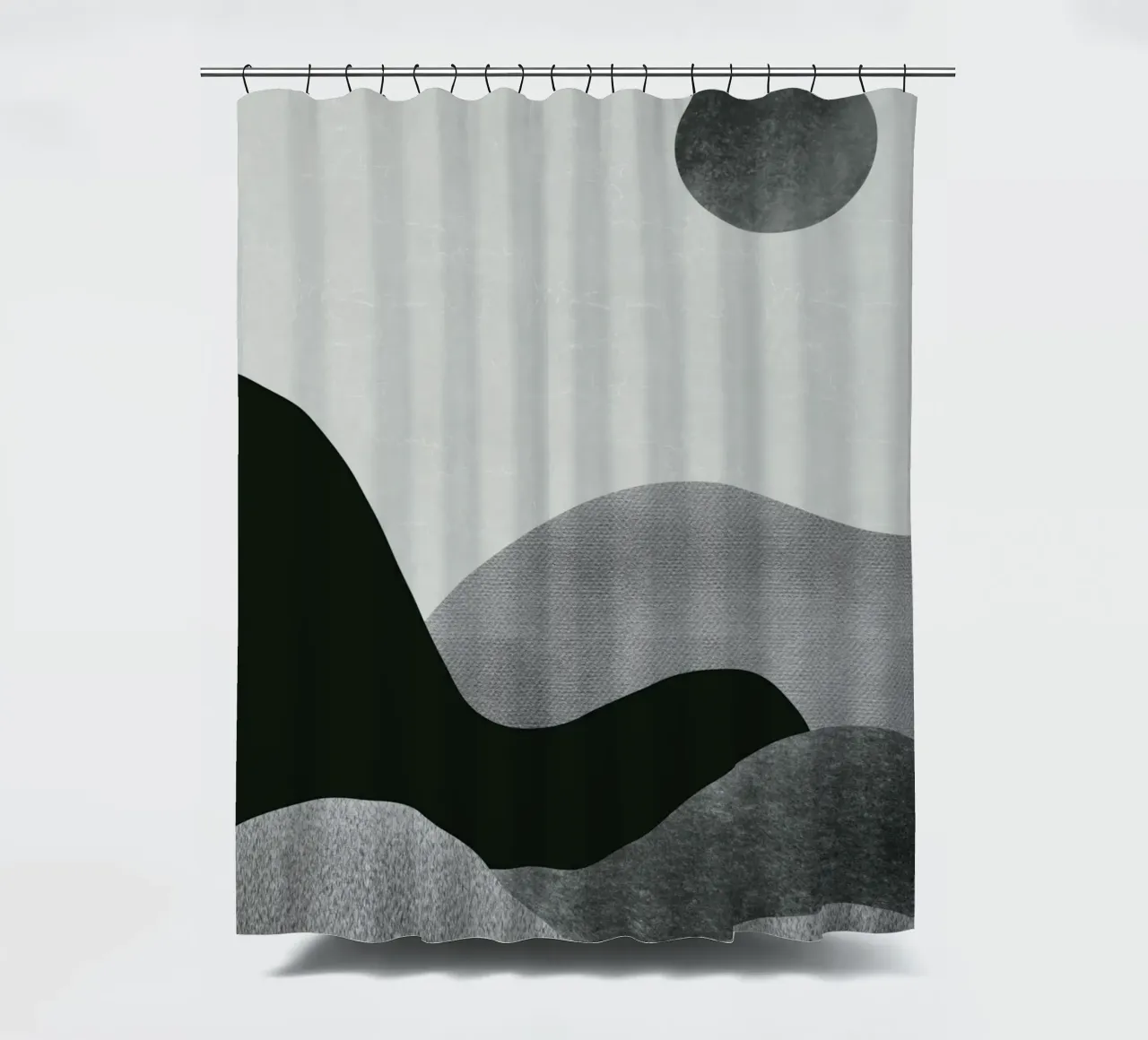 Monochrome landscape 14 shower curtain by Little Dean