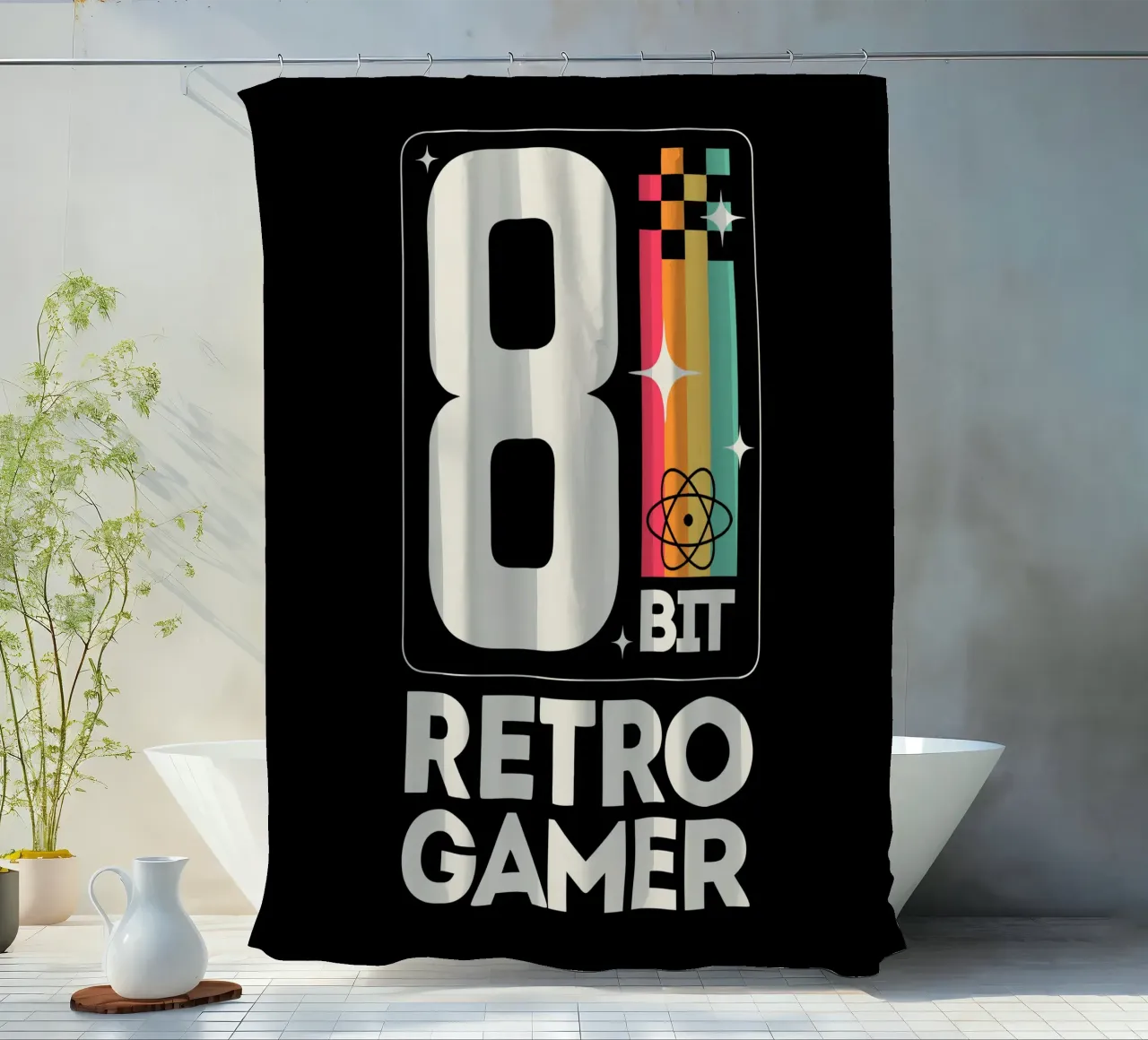 Retro Gamer Pixel 8 Bit - bianco tenda da doccia da LM2KONE
