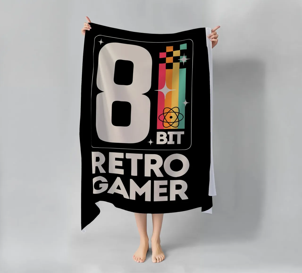 Retro Gamer Pixel 8 Bit - bianco telo mare da LM2KONE