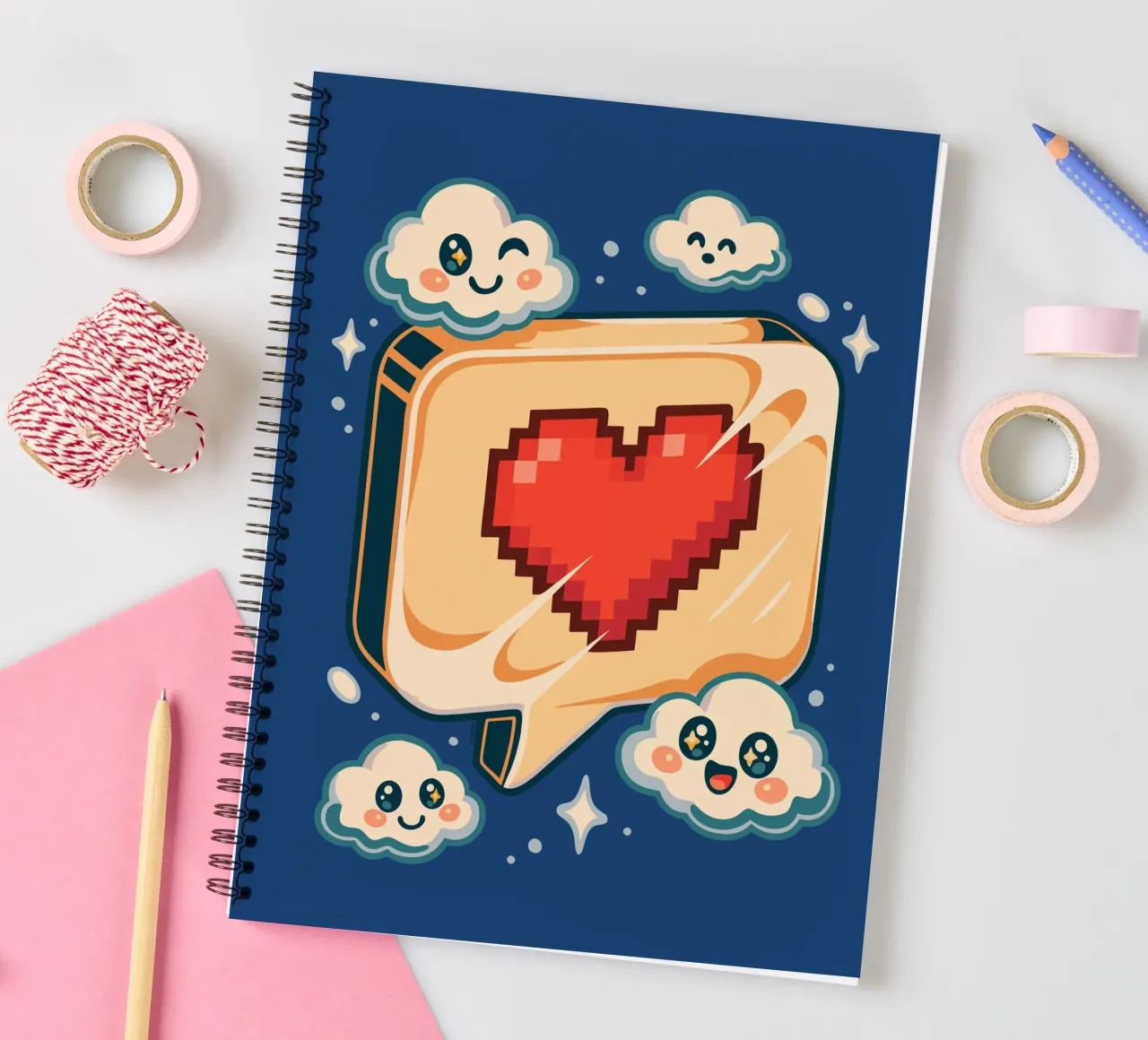 Nuvole d'amore in pixel diario ad anelli da LM2KONE